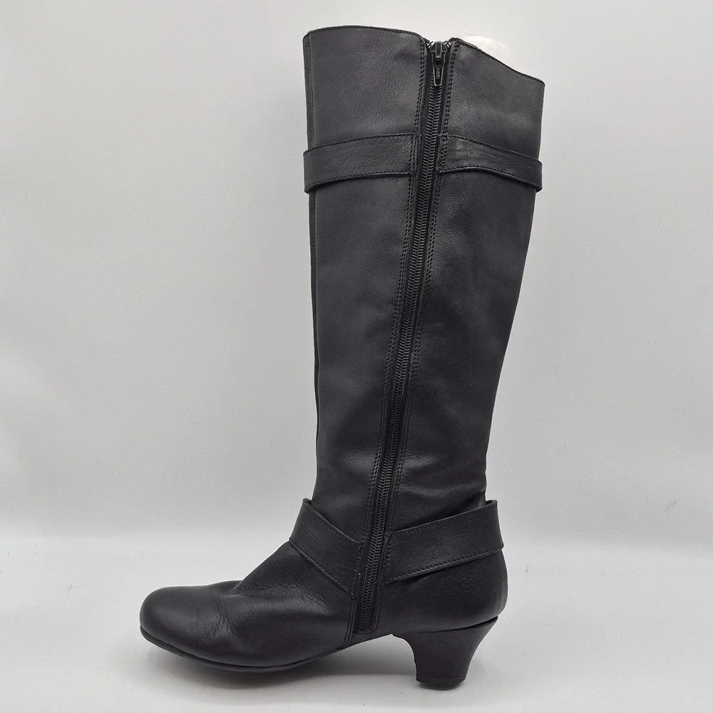 Born Leather Boots‎ Womens Size 9.5 Black Knee High Side Zip Riding Comfort